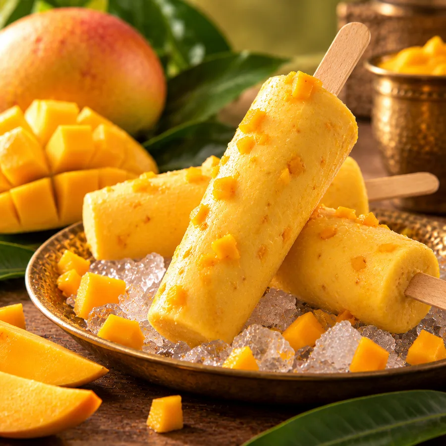 Mango kulfi pops